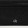 Credit Card Slip Black & Silver Small Classic Grain