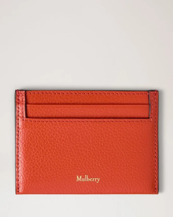 Credit Card Slip Coral Orange Small Classic Grain