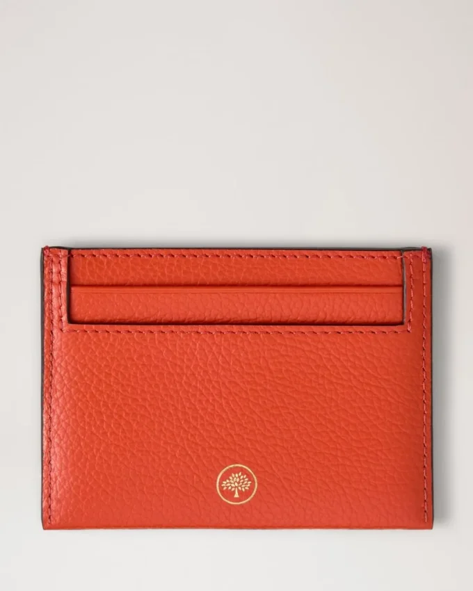 Credit Card Slip Coral Orange Small Classic Grain