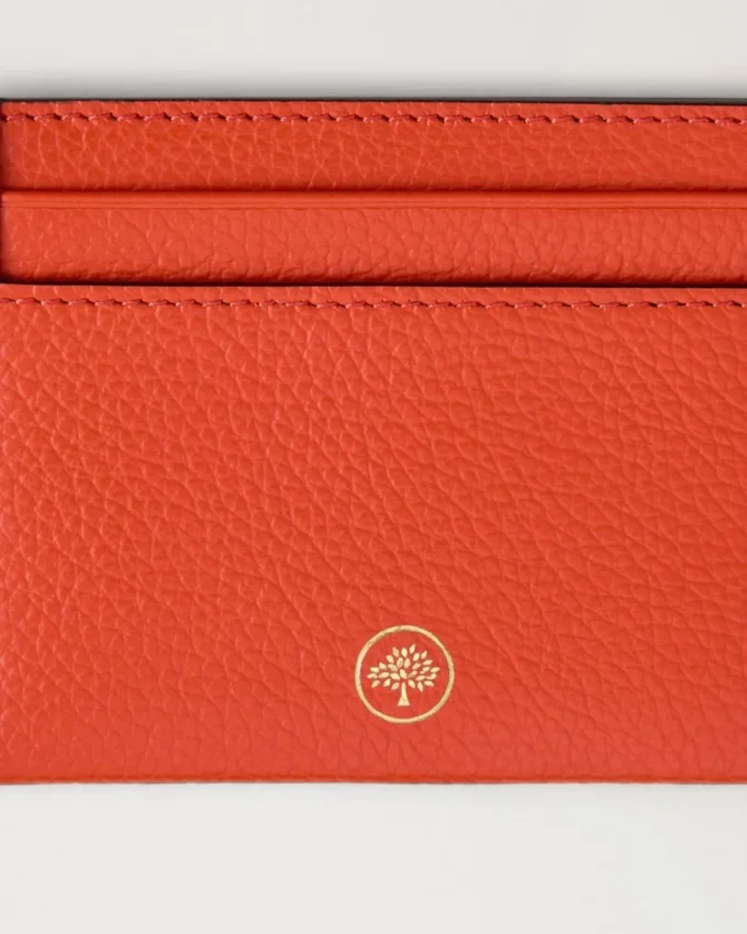 Credit Card Slip Coral Orange Small Classic Grain
