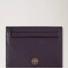 Credit Card Slip Deep Aubergine Small Classic Grain