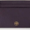 Credit Card Slip Deep Aubergine Small Classic Grain