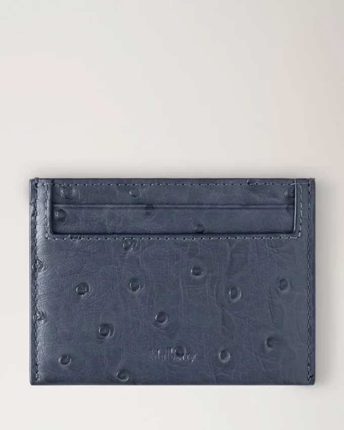 Credit Card Slip Stormy Blue Ostrich Women