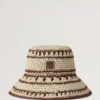 Crochet Bucket Hat Beige & Oak Paper Raffia Men