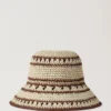 Crochet Bucket Hat Beige & Oak Paper Raffia Men