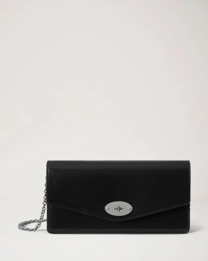 Darley Clutch Black High Shine Leather Women