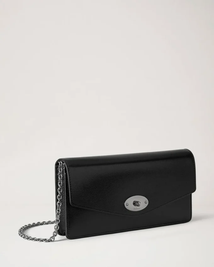 Darley Clutch Black High Shine Leather Women