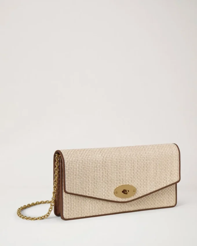 Darley Clutch Ecru & Bright Oak Raffia & Leather Trim