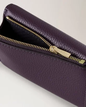 Darley Folded Multi-Card Wallet Deep Aubergine Small Classic Grain
