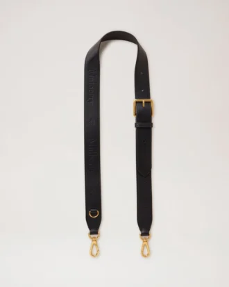 Debossed Logo Leather Strap Black Micro Classic Grain