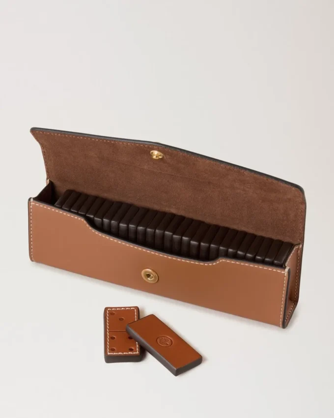 Dominoes Set & Case Vintage Oak Nappa Lifestyle