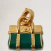 Enamel Bayswater Charm Malachite & Gold Mixed Material