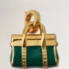 Enamel Bayswater Charm Malachite & Gold Mixed Material