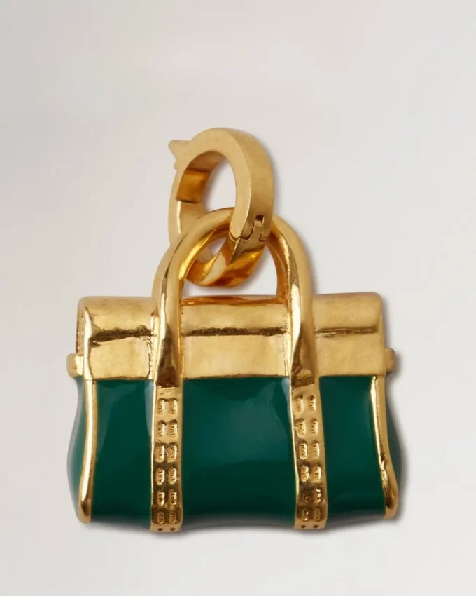Enamel Bayswater Charm Malachite & Gold Mixed Material