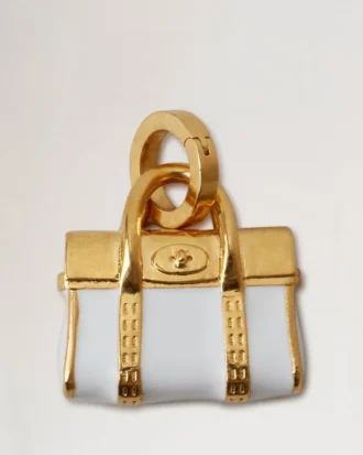 Enamel Bayswater Charm White & Gold Mixed Material