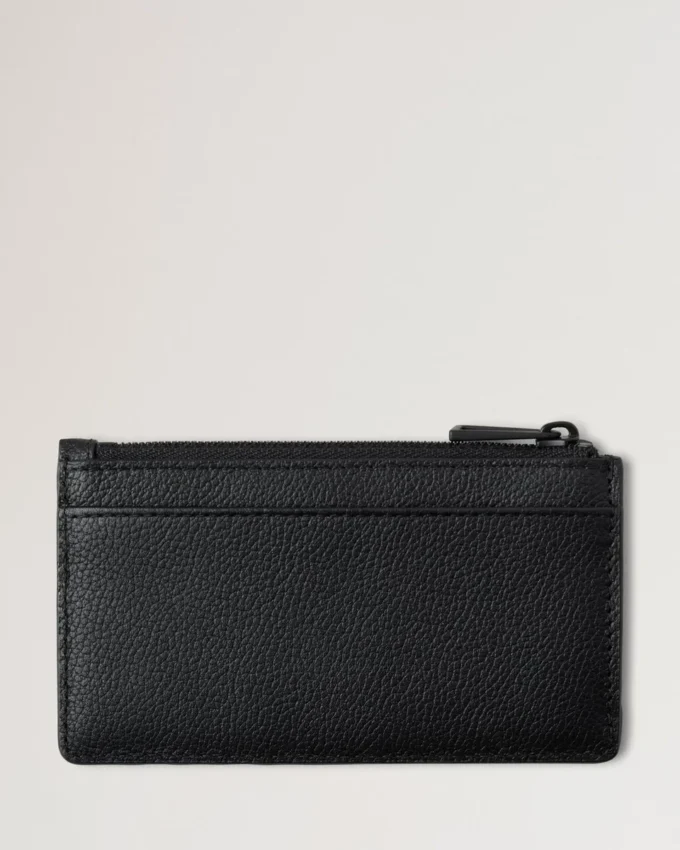 Farringdon Long Zipped Credit Card Holder Black Small Pebble Grain