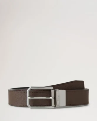 Farringdon Reversible Belt Black & Taupe Brown Small Pebble Grain
