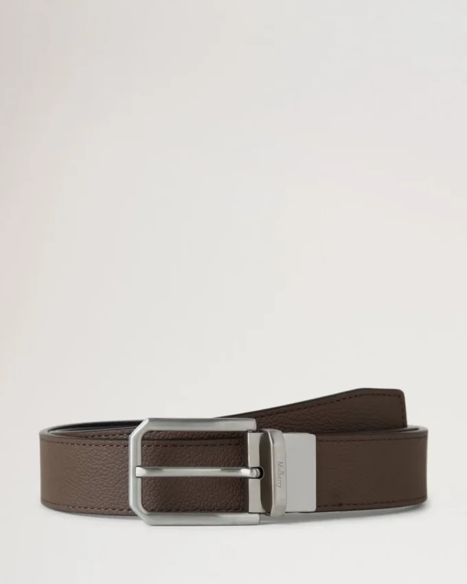 Farringdon Reversible Belt Black & Taupe Brown Small Pebble Grain