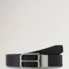 Farringdon Reversible Belt Black & Taupe Brown Small Pebble Grain