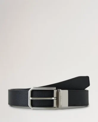Farringdon Reversible Belt Black & Taupe Brown Small Pebble Grain