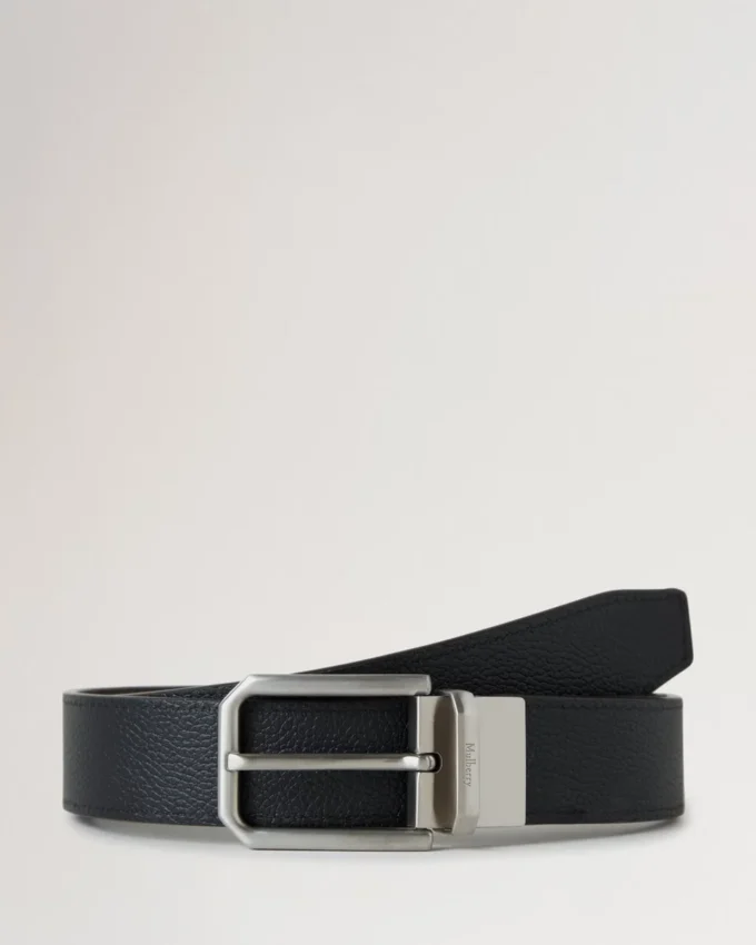 Farringdon Reversible Belt Black & Taupe Brown Small Pebble Grain