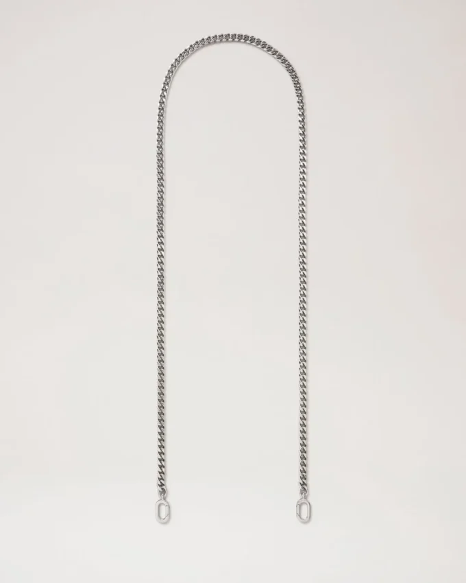 Flat Chain Strap Silver Metal Women