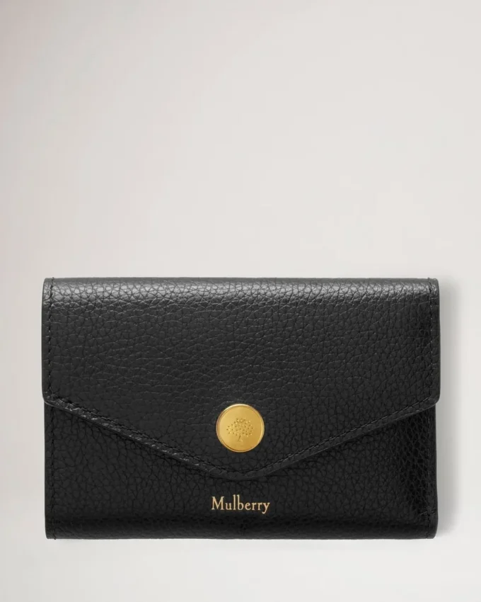 Folded Multi-Card Wallet Black Small Classic Grain