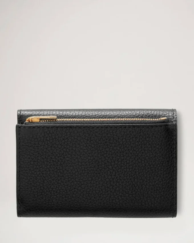 Folded Multi-Card Wallet Black Small Classic Grain