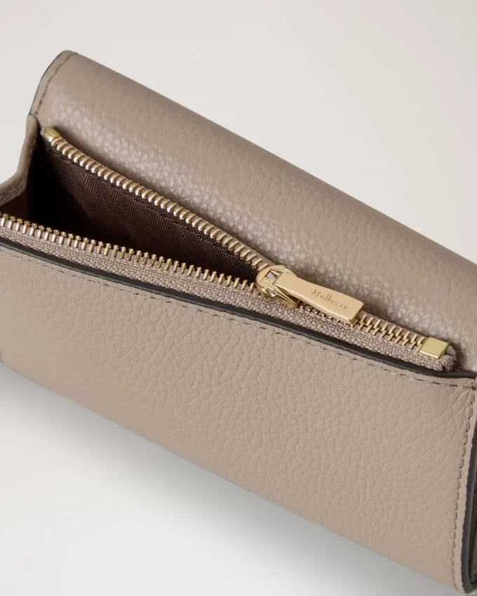 Folded Multi-Card Wallet Cashmere Taupe Small Classic Grain