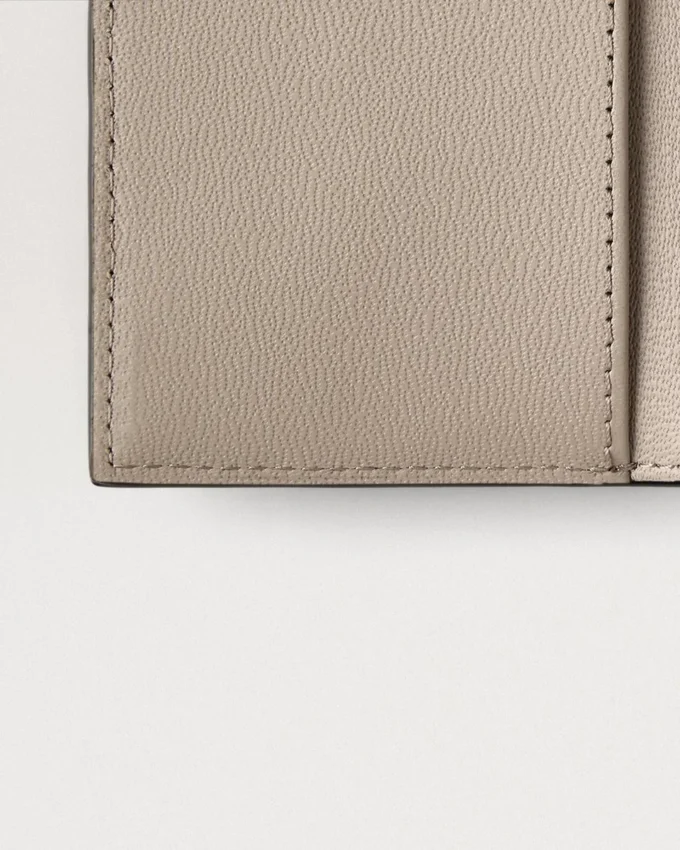 Folded Multi-Card Wallet Cashmere Taupe Small Classic Grain