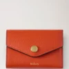 Folded Multi-Card Wallet Coral Orange Small Classic Grain