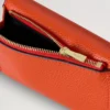 Folded Multi-Card Wallet Coral Orange Small Classic Grain