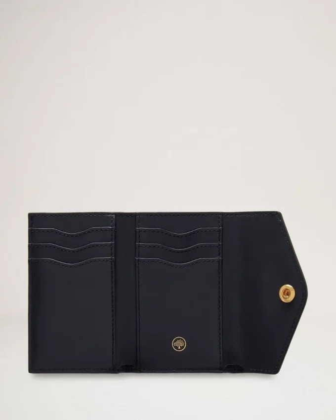 Folded Multi-Card Wallet Mulberry Green Small Classic Grain