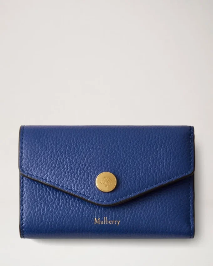 Folded Multi-Card Wallet Pigment Blue Small Classic Grain