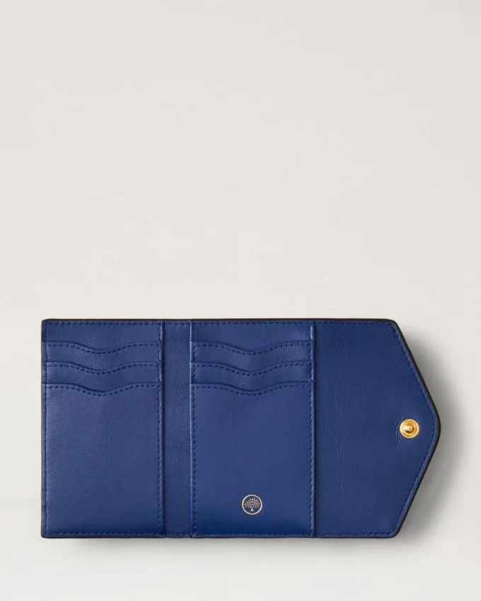 Folded Multi-Card Wallet Pigment Blue Small Classic Grain
