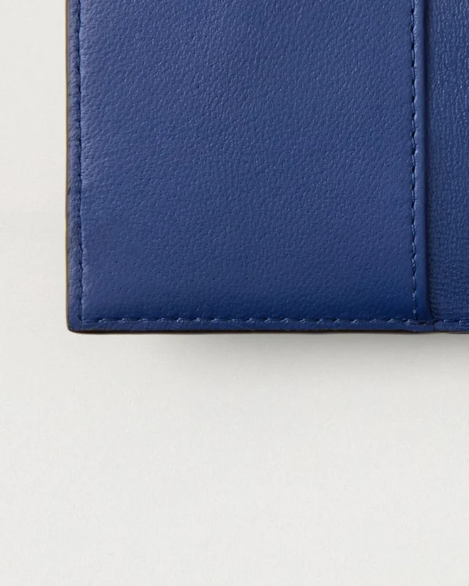 Folded Multi-Card Wallet Pigment Blue Small Classic Grain