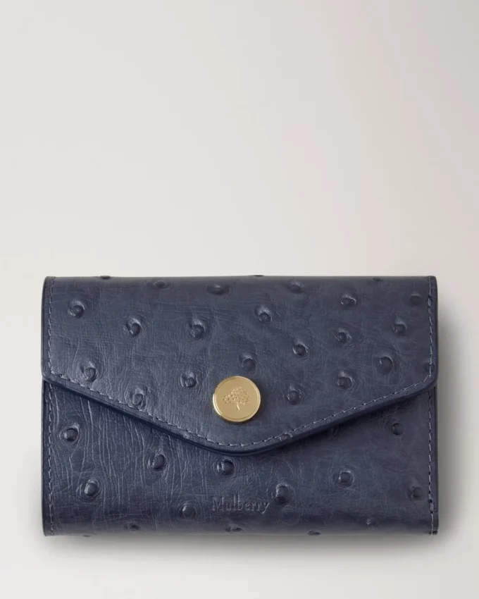 Folded Multi-Card Wallet Stormy Blue Ostrich Women