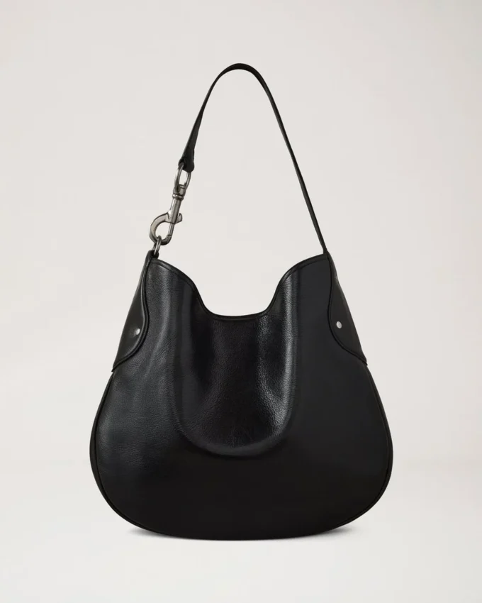 Hackney Shoulder Bag Black High Shine Leather Women