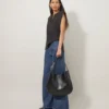 Hackney Shoulder Bag Black High Shine Leather Women