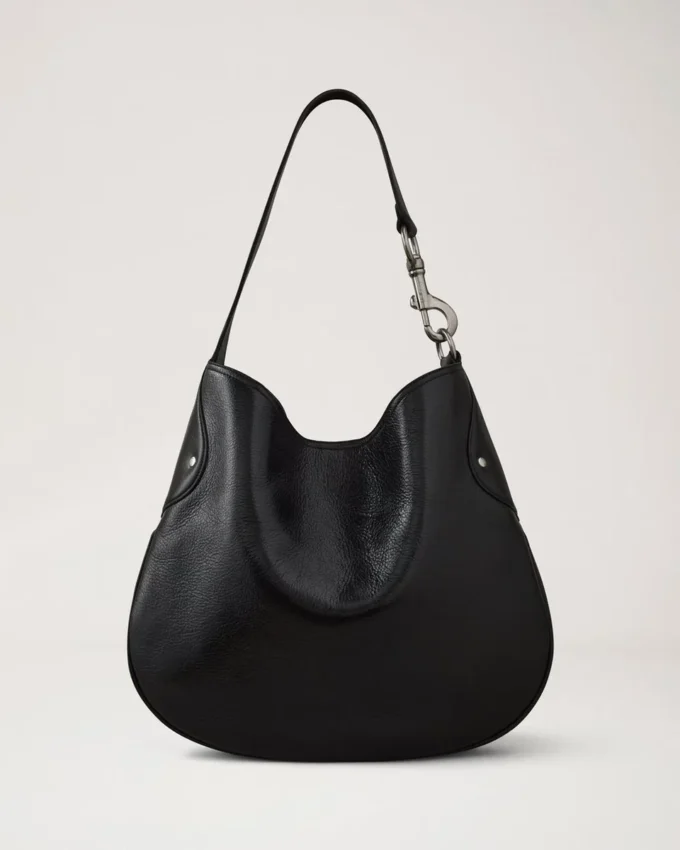 Hackney Shoulder Bag Black High Shine Leather Women
