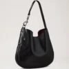 Hackney Shoulder Bag Black High Shine Leather Women