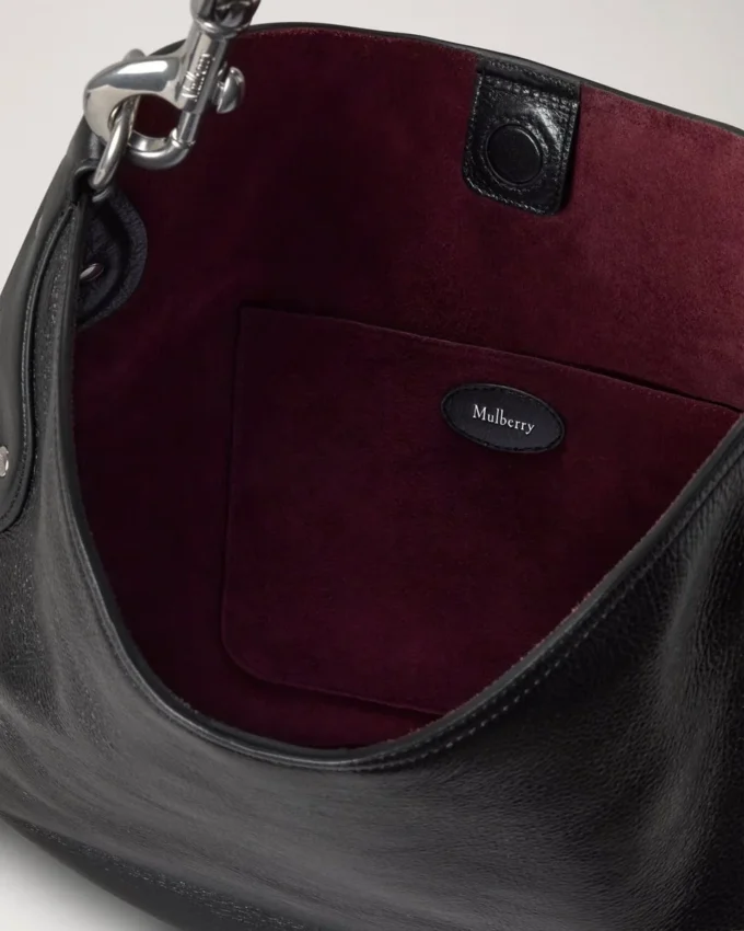 Hackney Shoulder Bag Black High Shine Leather Women