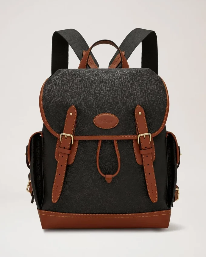 Heritage Backpack Black & Cognac Bioveg Scotchgrain