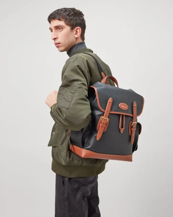 Heritage Backpack Black & Cognac Bioveg Scotchgrain