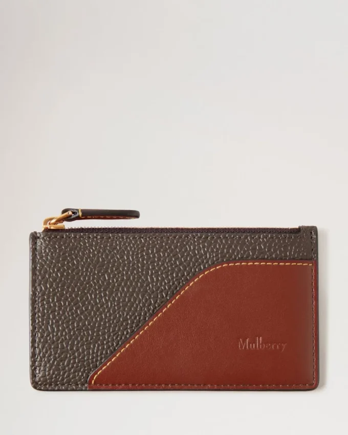 Heritage Zipped Long Card Holder Mole & Cognac Printed Bioveg Scotchgrain & Flat Calf