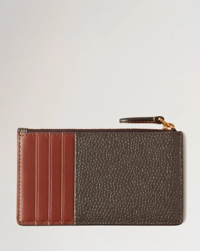 Heritage Zipped Long Card Holder Mole & Cognac Printed Bioveg Scotchgrain & Flat Calf