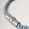 Iris Bracelet Poplin Blue Heavy Grain & Stainless Steel