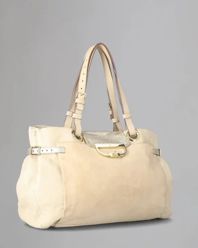 Jenah Tote Pre-Loved Beige Mix Material Pre-Loved Bags
