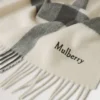 Large Check Merino Wool Scarf Eggshell & Olive Merino Wool