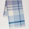 Large Check Merino Wool Scarf Poplin Blue & White Merino Wool